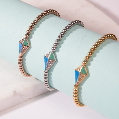 Cerf-volant | Or rose 18 carats | Émail | Bracelet à breloques en cristal